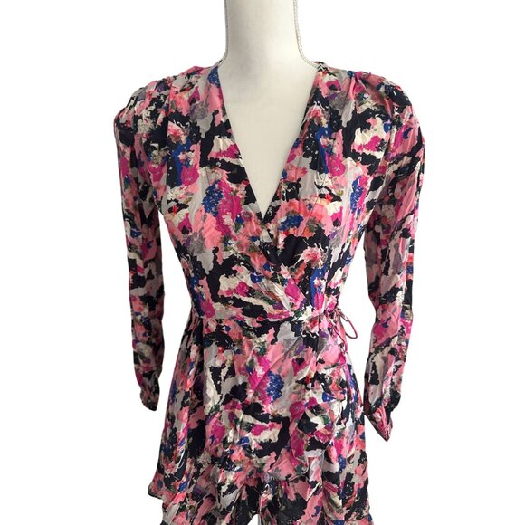 IRO Women's Pink Floral Wrap Dress Size 34 US XS - Picture 3 of 11